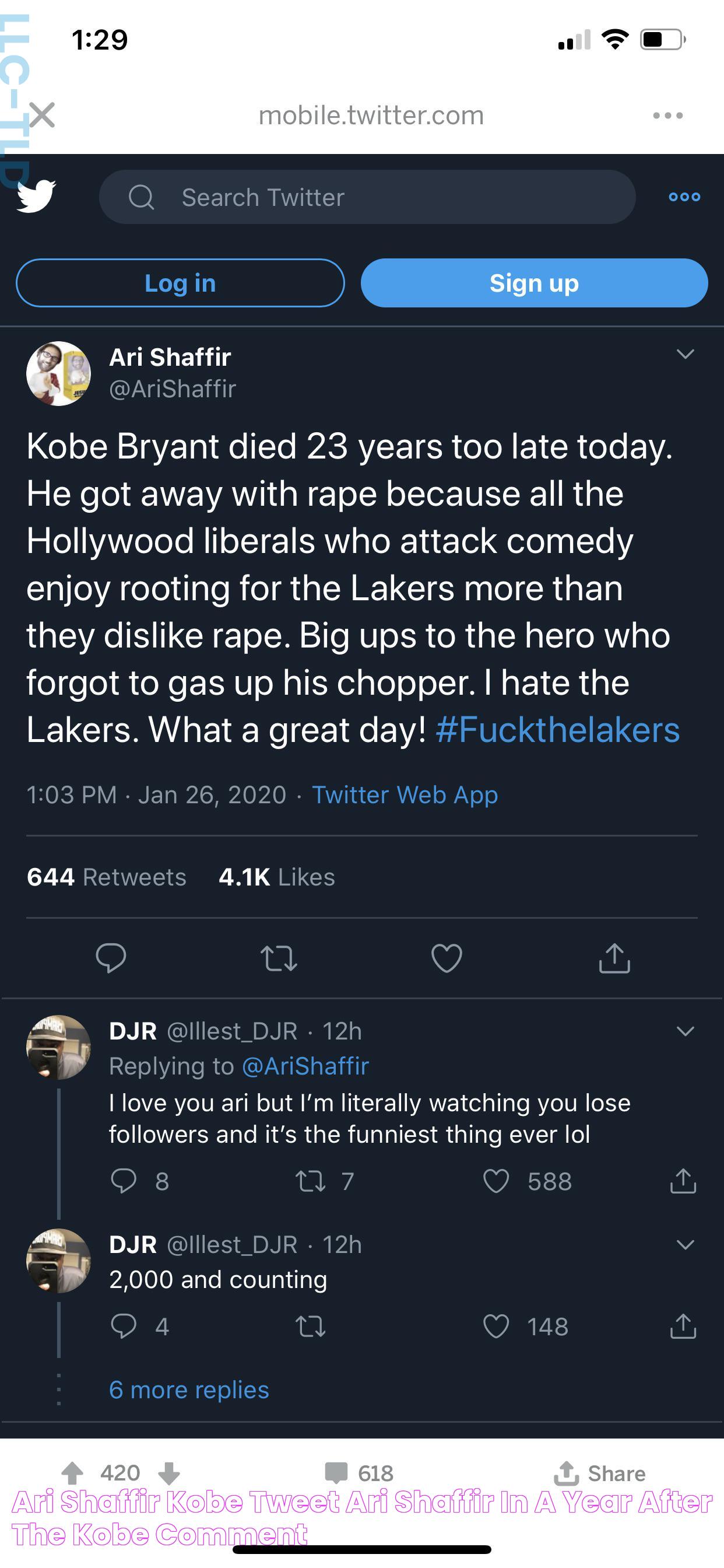 Ari Shaffir Kobe Tweet Ari shaffir in a year after the kobe comment