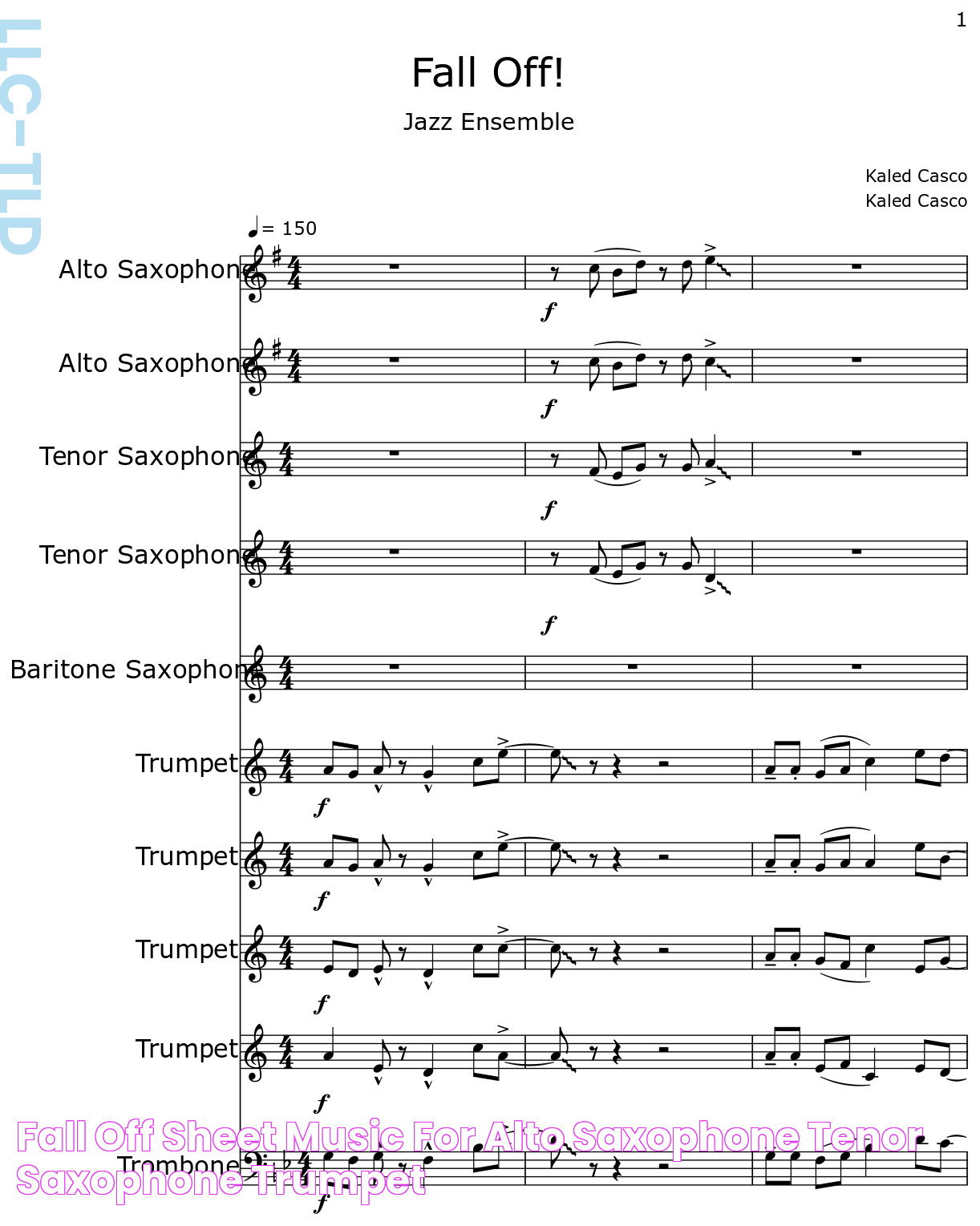 Fall Off! Sheet music for Alto Saxophone, Tenor Saxophone, Trumpet