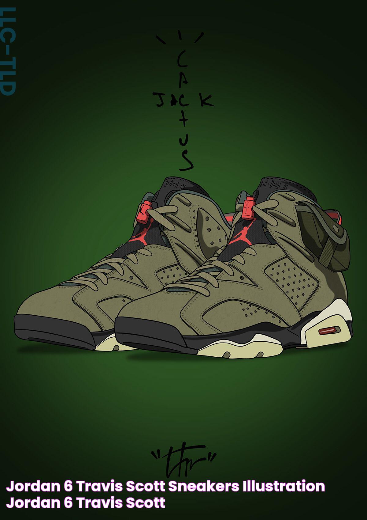 Jordan 6 Travis Scott Sneakers illustration, Jordan 6 travis scott