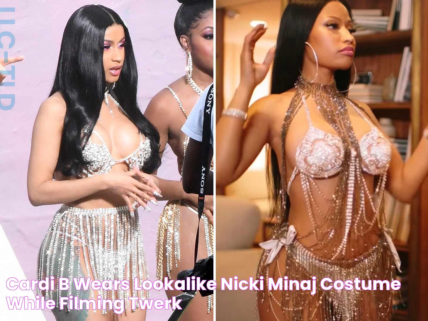 Cardi B Wears Lookalike Nicki Minaj Costume While Filming 'Twerk