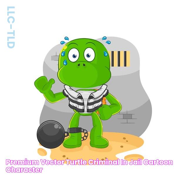 Premium Vector Turtle criminal in jail cartoon character