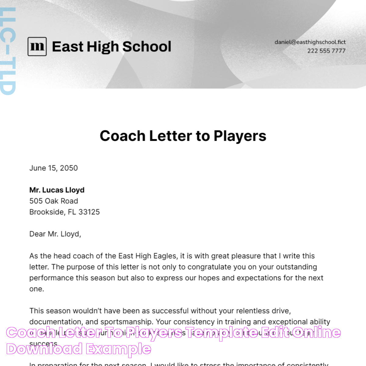 Coach Letter to Players Template Edit Online & Download Example